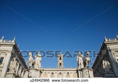 Stock Photograph - Statues of Castor and Pollux, Piazza del Campidoglio, Italy. Fotosearch