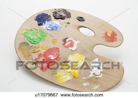 Studio shot of artist's palette with paint View Large Photo Image Stock Photo - Studio shot of artist's palette with paint. Fotosearch