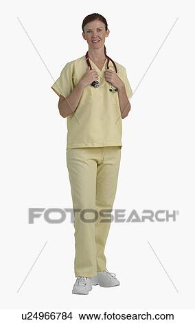 Picture - Studio shot of female doctor with stethoscope. Fotosearch