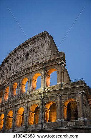 The Colosseum at night, Italy View Large Photo Image Stock Photo - The Colosseum at night, Italy. Fotosearch