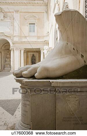 Stock Photo - The foot of Constantine statue, Capitoline Museum, Italy. Fotosearch