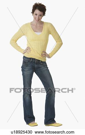 Stock Image - Woman with hands on hips. Fotosearch