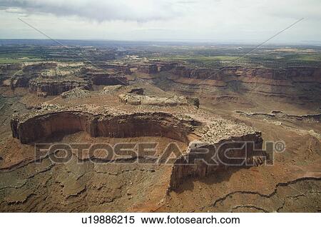 Stock Photography - Aerial view of river in canyon, Colorado River, Canyonlands National Park, Moab, Utah, United States. Fotosearch