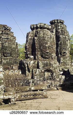 Ancient Temple Angkor Thom Angkor Wat Bayon Cambodia View Large Photo Image Stock Photo - Ancient Temple Angkor Thom Angkor Wat Bayon Cambodia. Fotosearch