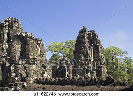 Ancient Temple Angkor Thom Angkor Wat Bayon Cambodia View Large Photo Image Stock Photography - Ancient Temple Angkor Thom Angkor Wat Bayon Cambodia. Fotosearch