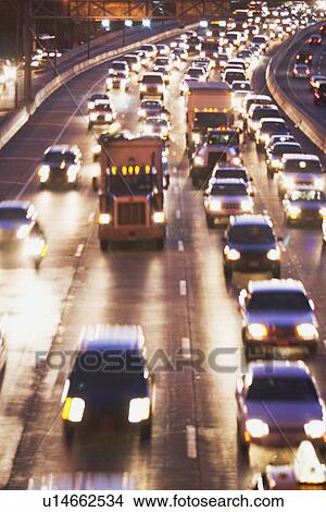 Blurred motion shot of traffic on large highway View Large Photo Image Picture - Blurred motion shot of traffic on large highway. Fotosearch