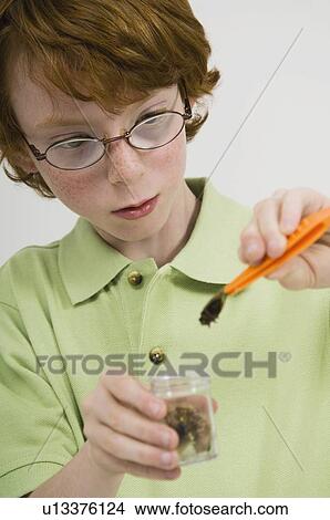 Boy putting bug in glass jar View Large Photo Image Picture - Boy putting bug in glass jar. Fotosearch