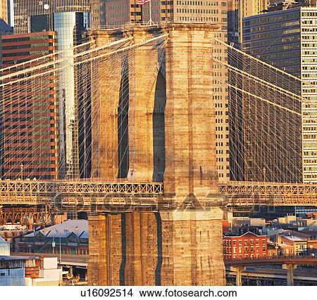 Brooklyn bridge with city in background View Large Photo Image Picture - Brooklyn bridge with city in background. Fotosearch