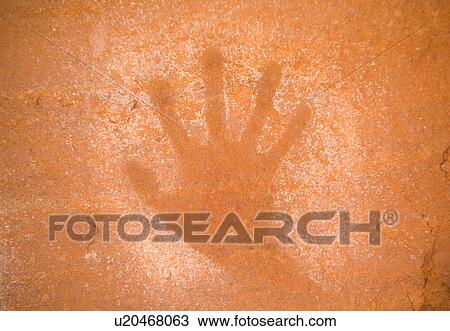 Stock Image - Child’s handprint on wall. Fotosearch