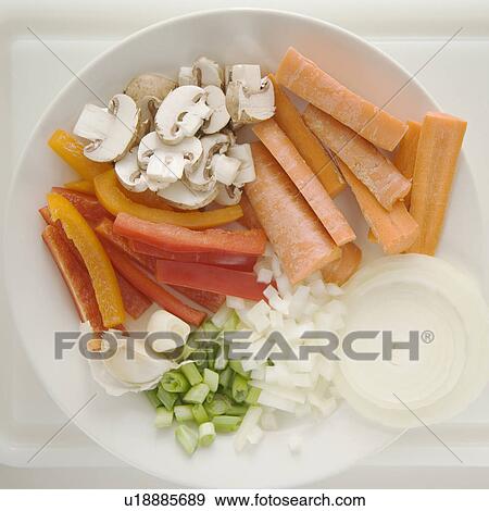 Chopped vegetables on plate View Large Photo Image Stock Photo - Chopped vegetables on plate. Fotosearch