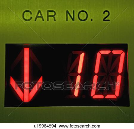 Picture - Close up of elevator floor display. Fotosearch