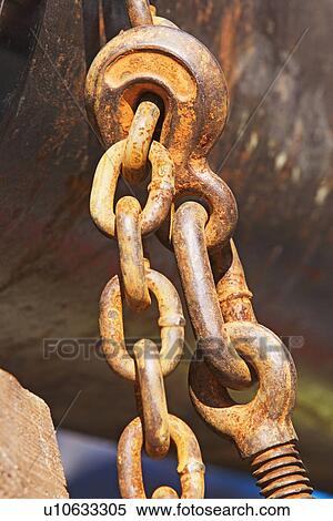 Stock Photography - Close up of industrial chain and hook. Fotosearch