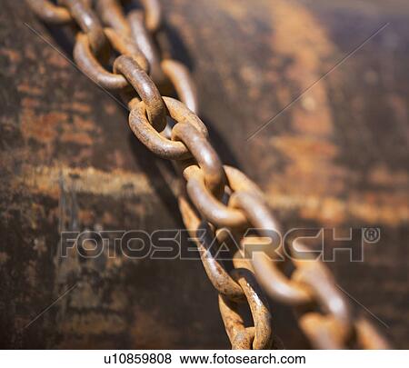 Stock Photo - Close up of industrial chains. Fotosearch