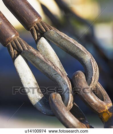 Picture - Close up of metal wire connections. Fotosearch