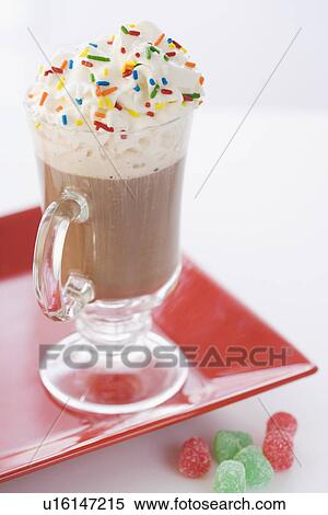 Stock Photography - Close up of milkshake and gumdrops. Fotosearch