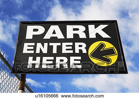 Stock Photograph - Close up of Park sign. Fotosearch