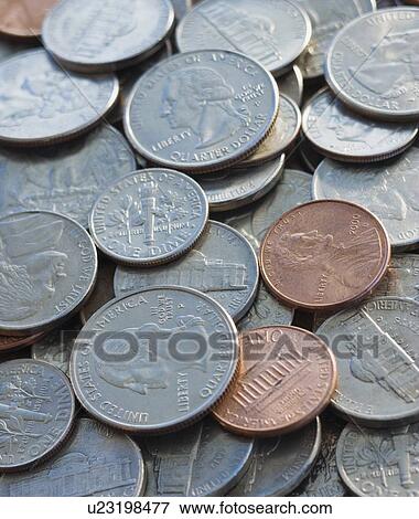 Close up of pile of coins View Large Photo Image Stock Photo - Close up of pile of coins. Fotosearch