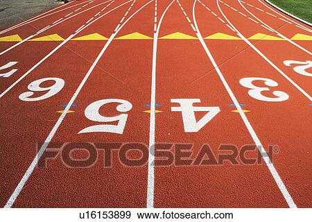 Close up of running track View Large Photo Image Stock Photo - Close up of running track. Fotosearch