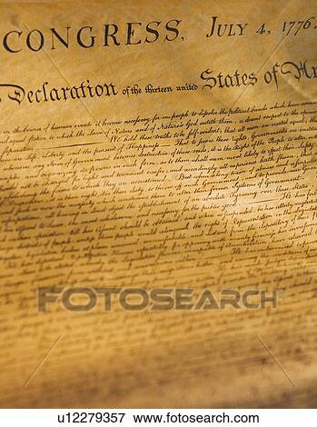 Stock Photo - Close up of the Declaration of Independence. Fotosearch
