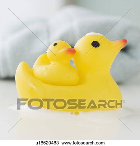 Stock Image - Close up of toy ducks. Fotosearch