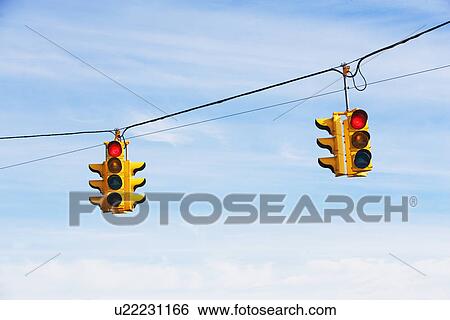 Stock Photograph - Close up of traffic lights. Fotosearch