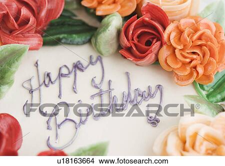 Closeup of a colorful birthday cake View Large Photo Image Picture - Closeup of a colorful birthday cake. Fotosearch