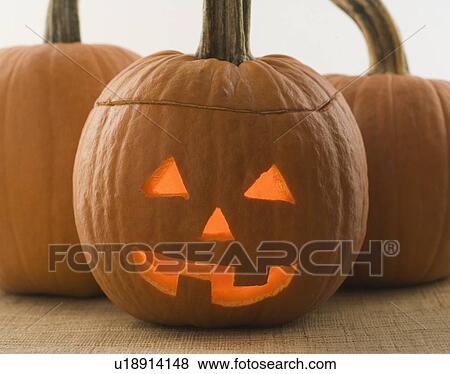 Stock Photo - Closeup of jack o lanterns. Fotosearch