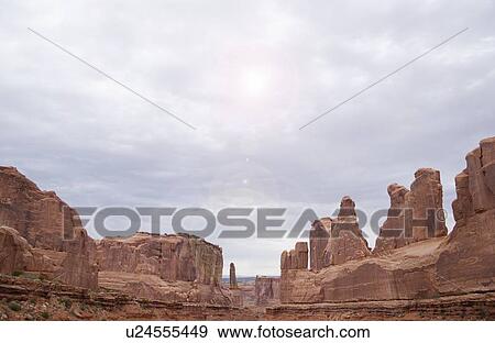 Stock Photo - Courthouse Towers Arches National Park Moab Utah USA. Fotosearch