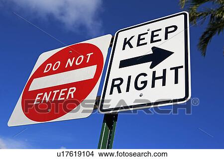 Do Not Enter and Keep Right street signs View Large Photo Image Picture - Do Not Enter and Keep Right street signs. Fotosearch