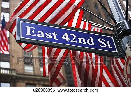 Stock Photography - East 42nd Street sign, New York city. Fotosearch