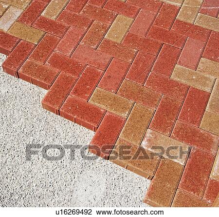 Edge of new brick patio View Large Photo Image Stock Image - Edge of new brick patio. Fotosearch