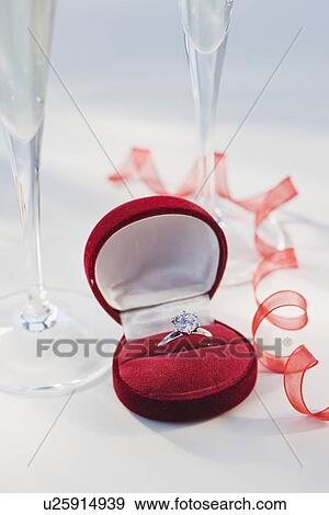 Engagement ring in box View Large Photo Image Stock Photo - Engagement ring in box. Fotosearch