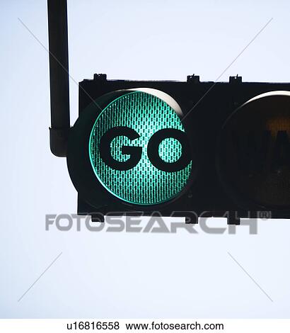 Green traffic light reading Go View Large Photo Image Stock Photo - Green traffic light reading Go. Fotosearch