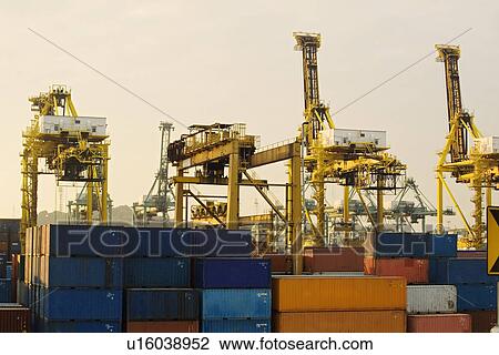 Stock Image - Keppel Harbour Port of Singapore Tanjong Pagar Singapore. Fotosearch