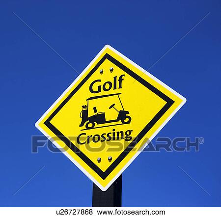 Stock Photo - Low angle view of Golf Crossing street sign. Fotosearch