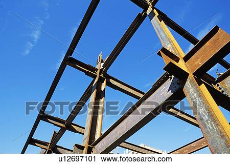 Low angle view of steel girders View Large Photo Image Stock Image - Low angle view of steel girders. Fotosearch