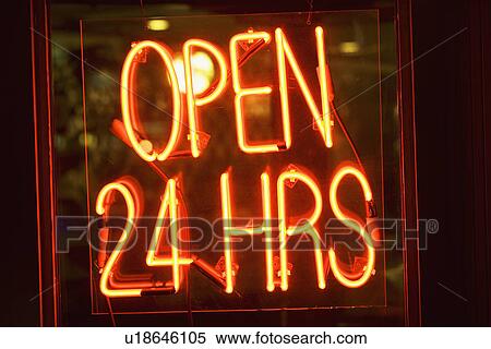 Neon Open sign in window View Large Photo Image Stock Photography - Neon Open sign in window. Fotosearch