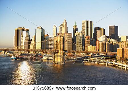 New York City skyline and Brooklyn Bridge View Large Photo Image Stock Photo - New York City skyline and Brooklyn Bridge. Fotosearch