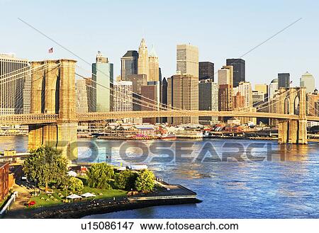 New York City skyline and Brooklyn bridge View Large Photo Image Stock Photo - New York City skyline and Brooklyn bridge. Fotosearch