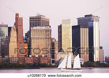 Stock Photo - New York City skyline and sailboat. Fotosearch