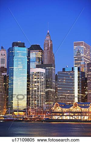 Stock Photography - New York City skyline at dusk. Fotosearch