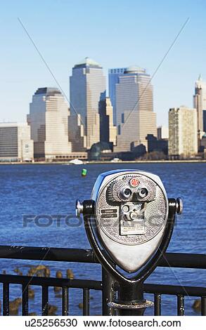 Stock Image - New York skyline across water, New York, United States. Fotosearch