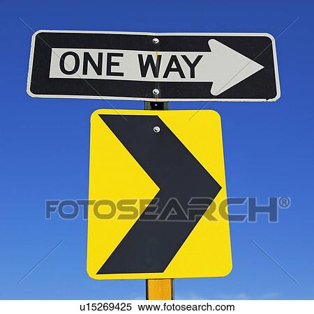 One Way and arrow street signs View Large Photo Image Stock Photography - One Way and arrow street signs. Fotosearch