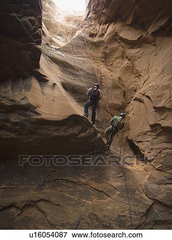 People canyon rappelling View Large Photo Image Stock Photo - People canyon rappelling. Fotosearch