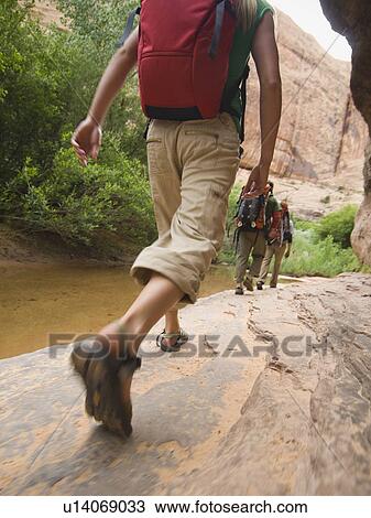 People hiking next to stream View Large Photo Image Stock Image - People hiking next to stream. Fotosearch