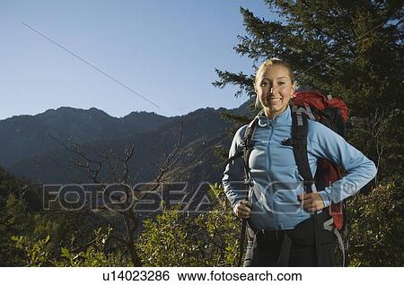 Portrait of female hiker, Utah, United States View Large Photo Image Stock Photograph - Portrait of female hiker, Utah, United States. Fotosearch