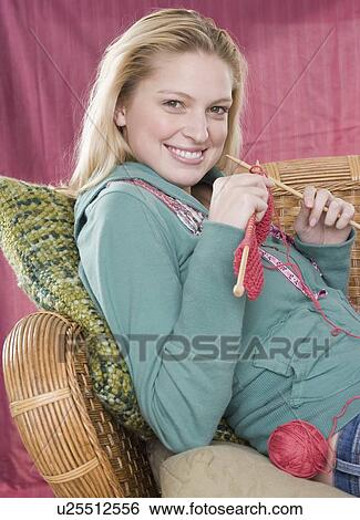 Portrait of woman knitting View Large Photo Image Stock Photograph - Portrait of woman knitting. Fotosearch