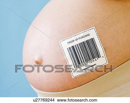 Pregnant woman’s belly with barcode View Large Photo Image Picture - Pregnant woman’s belly with barcode. Fotosearch