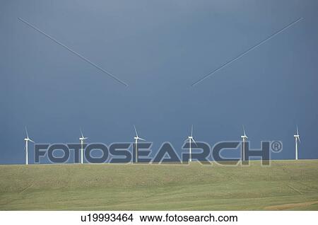 Row of energy windmills  View Large Photo Image Picture - Row of energy windmills . Fotosearch