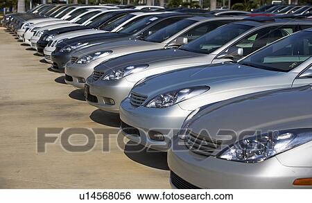 Row of new cars on lot View Large Photo Image Stock Photograph - Row of new cars on lot. Fotosearch